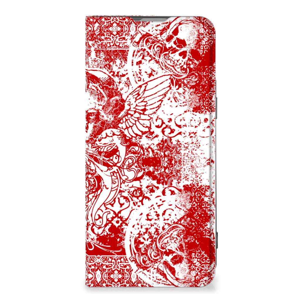 Mobiel BookCase OnePlus Nord 2T Angel Skull Rood - B2C Telecom