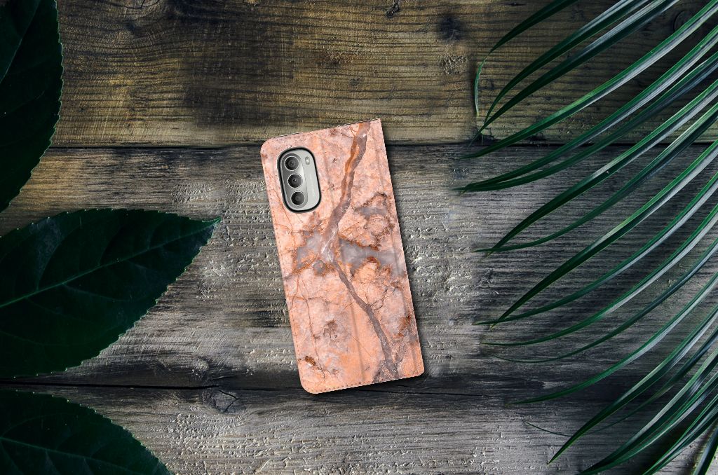 Motorola Moto G51 5G Standcase Marmer Oranje - B2C Telecom