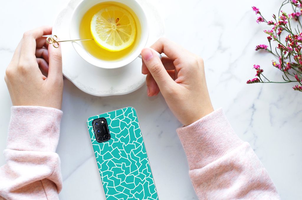 OPPO A52 | A72 Hoesje maken Cracks Blue B2C Telecom