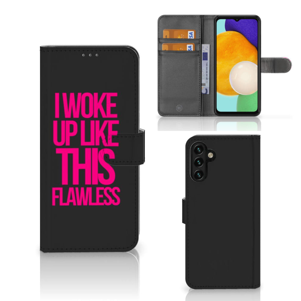 Samsung Galaxy A04s | Samsung Galaxy A13 5G Hoesje met naam Woke Up - Origineel Cadeau Zelf Maken