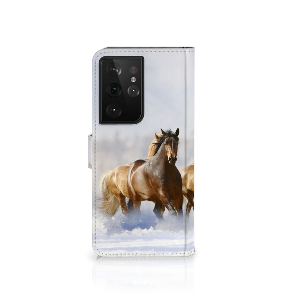 Samsung Galaxy S21 Ultra Telefoonhoesje met Pasjes Paarden