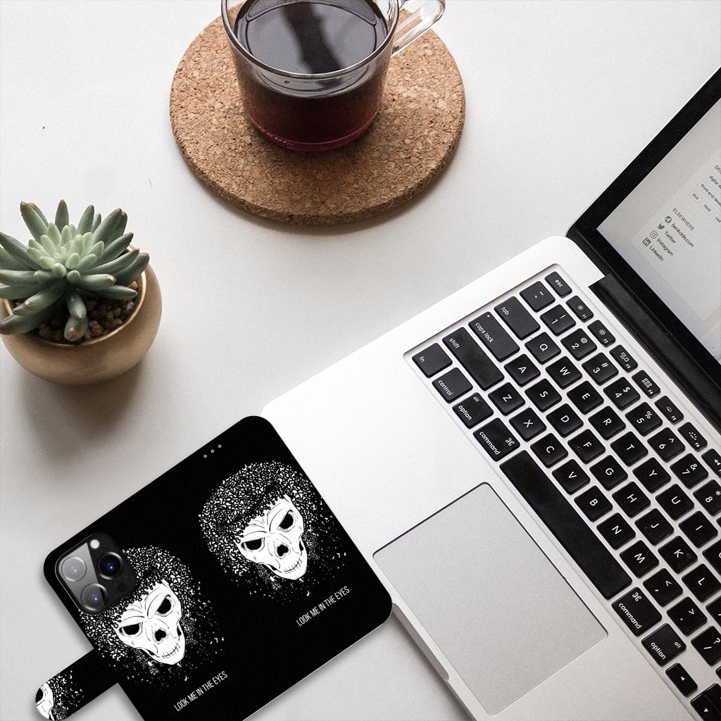 Telefoonhoesje met Naam iPhone 14 Pro Skull Hair