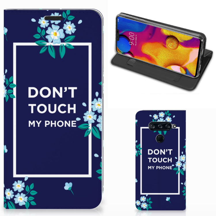 LG V40 Thinq Design Case Flowers Blue DTMP