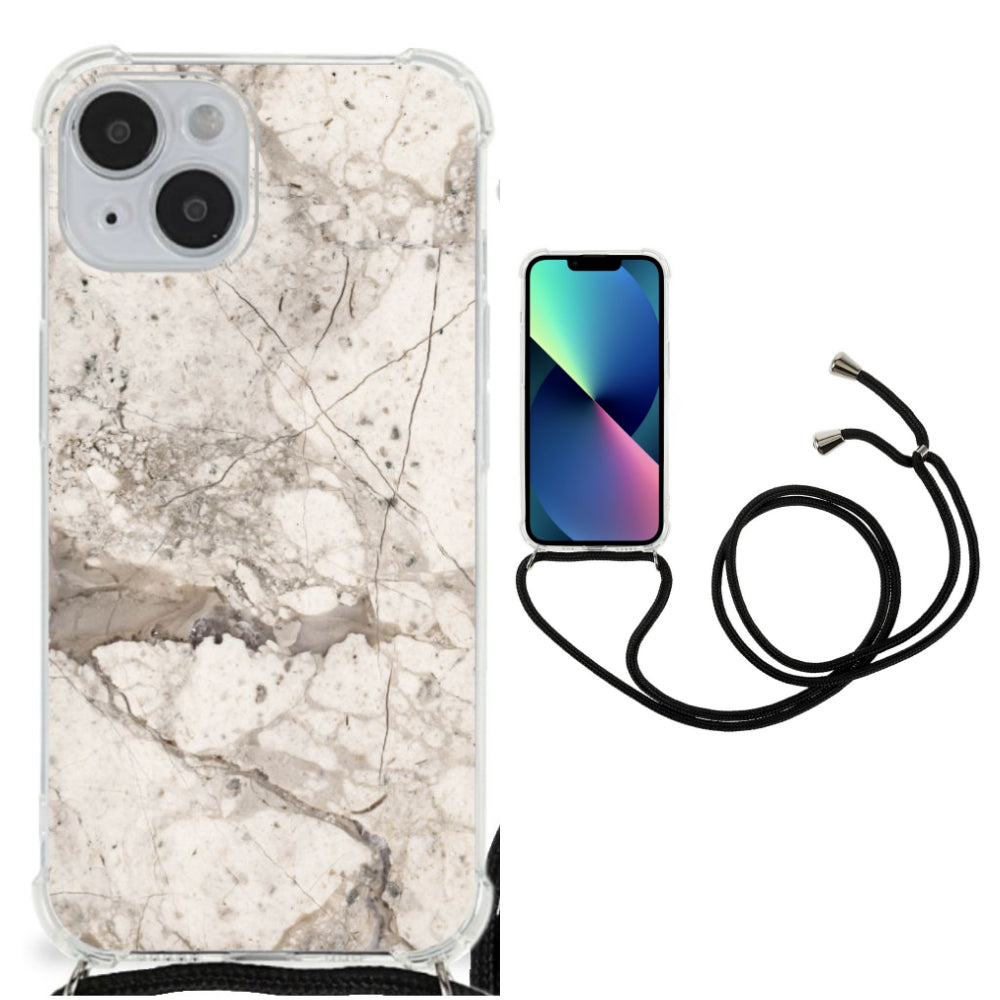 iPhone 14 Anti-Shock Hoesje Marmer Beige