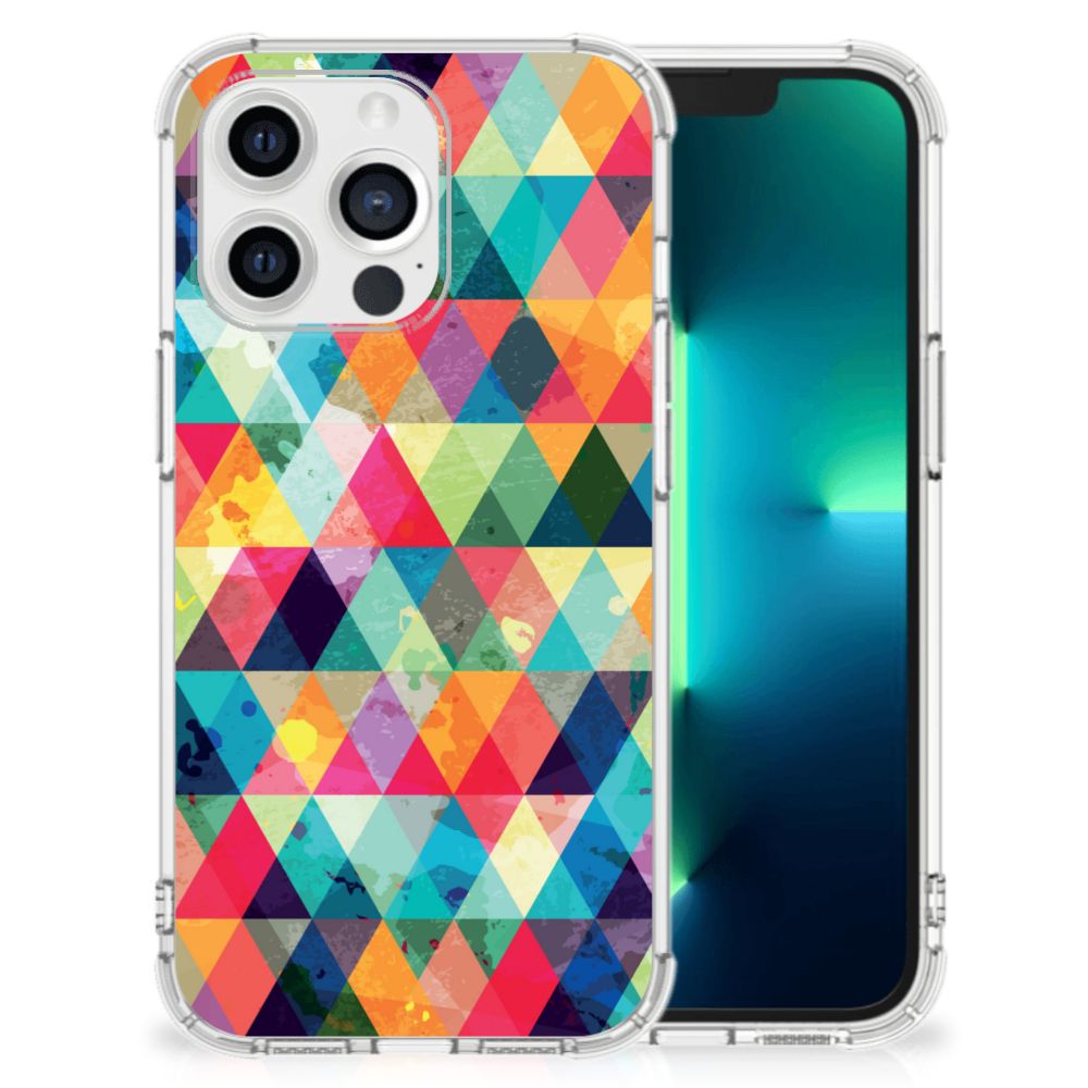 Apple iPhone 13 Pro Doorzichtige Silicone Hoesje Geruit B2C Telecom