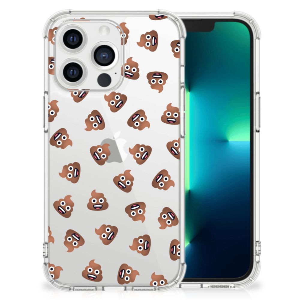 Doorzichtige Silicone Hoesje voor Apple iPhone 13 Pro Poep Emojis B2C Telecom