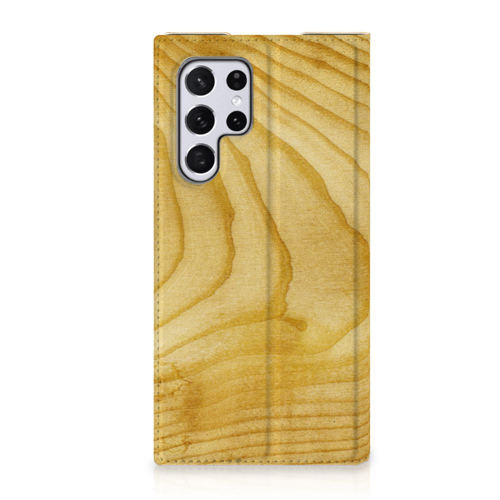Samsung Galaxy S22 Ultra Book Wallet Case Licht Hout - B2C Telecom