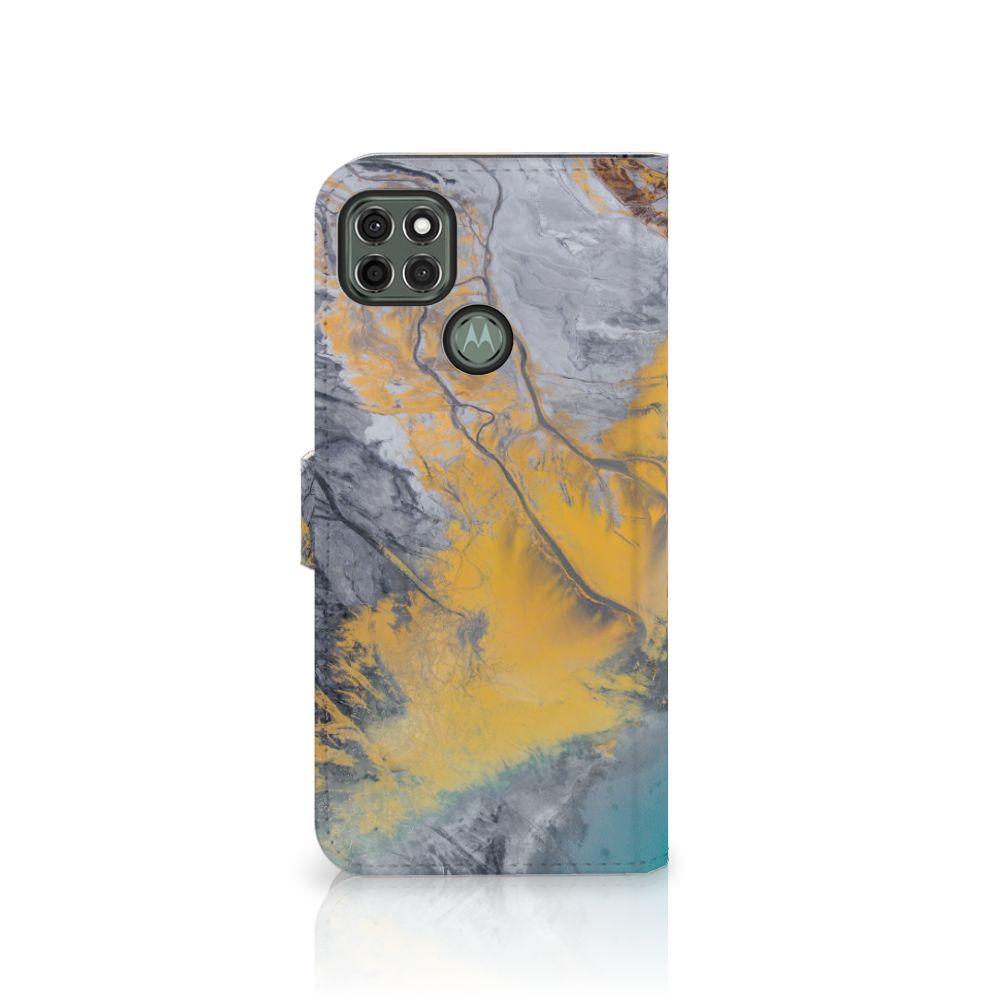Motorola Moto G9 Power Bookcase Marble Blue Gold