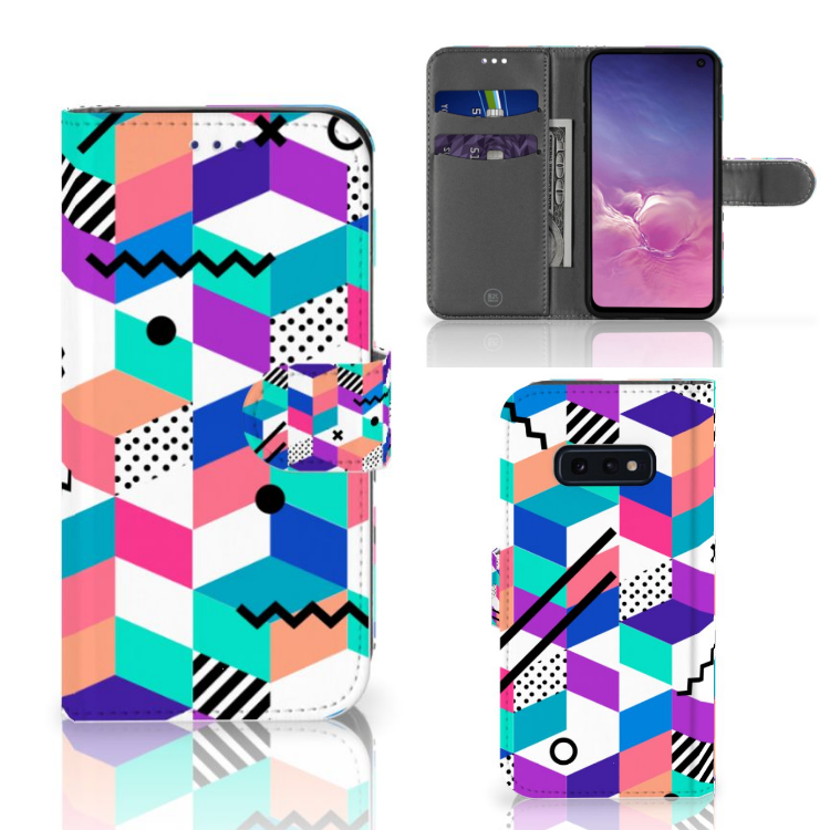 Samsung Galaxy S10e Book Case Blokken Kleurrijk