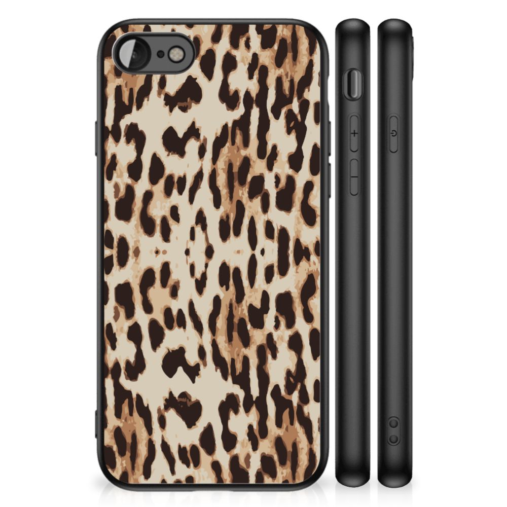 iPhone SE 2022 | SE 2020 | 7/8 Dierenprint Telefoonhoesje Leopard met dierenprint design van de achterkant.