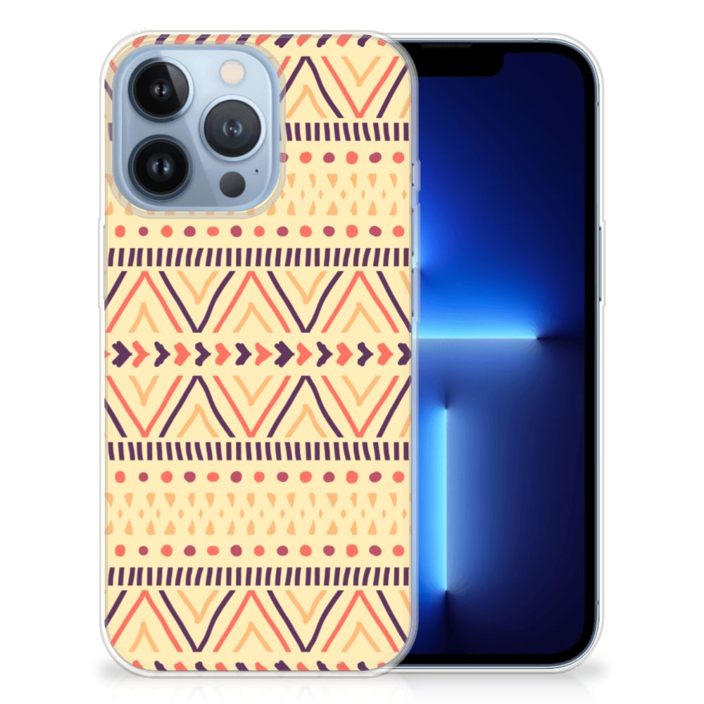 Apple iPhone 13 Pro TPU bumper Aztec Yellow with colorful Aztec designs on a phone case