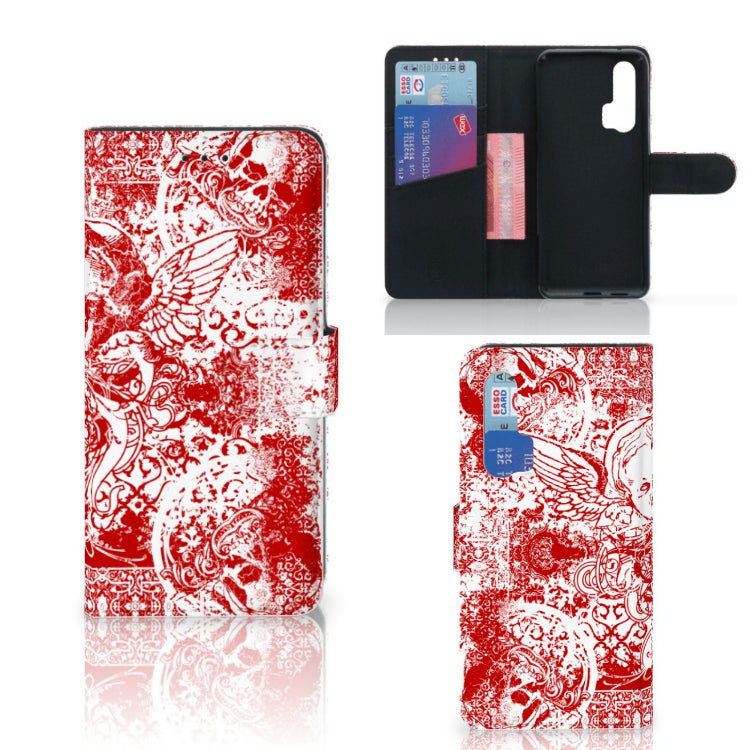 Telefoonhoesje met Naam Honor 20 Pro Angel Skull Rood