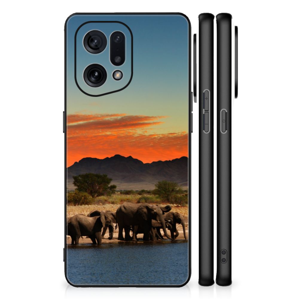 OPPO Find X5 Dierenprint Telefoonhoesje Olifanten B2C Telecom