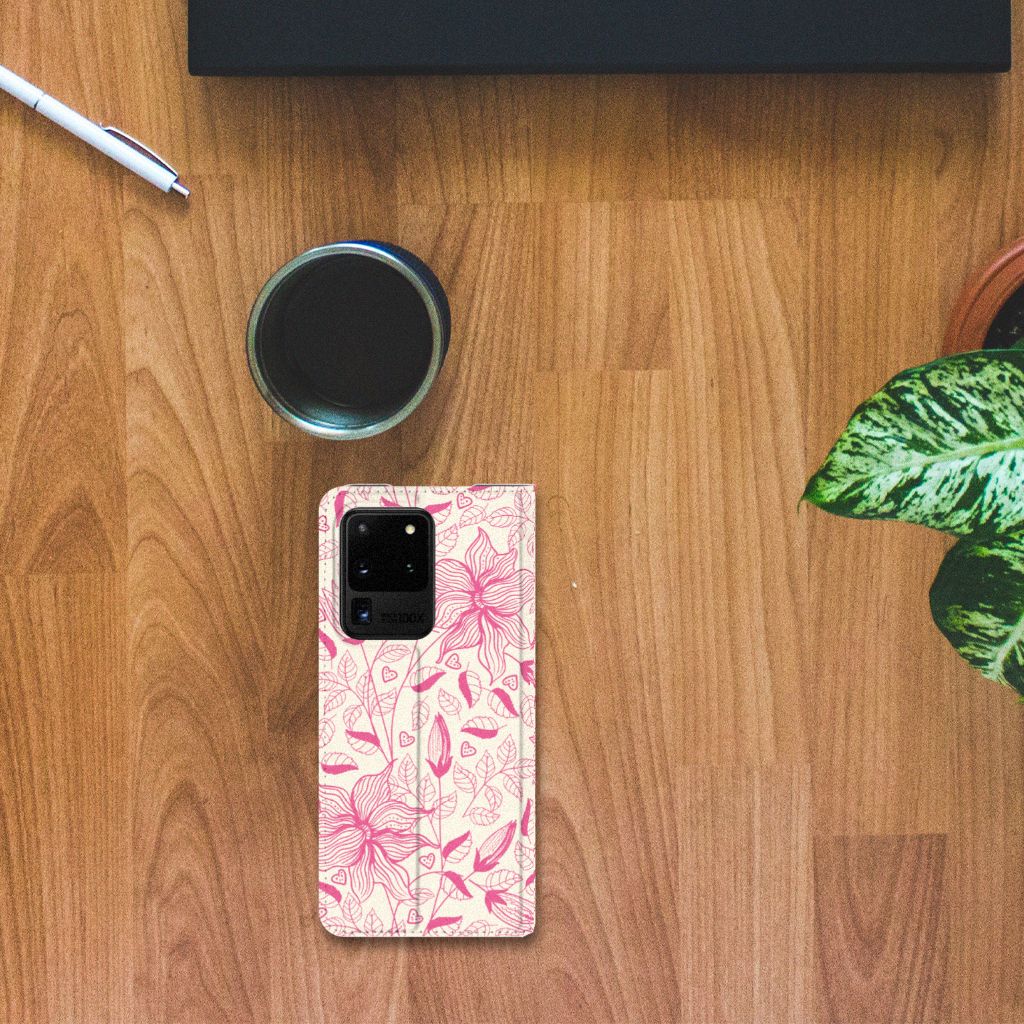 Samsung Galaxy S20 Ultra Smart Cover Pink Flowers - B2C Telecom
