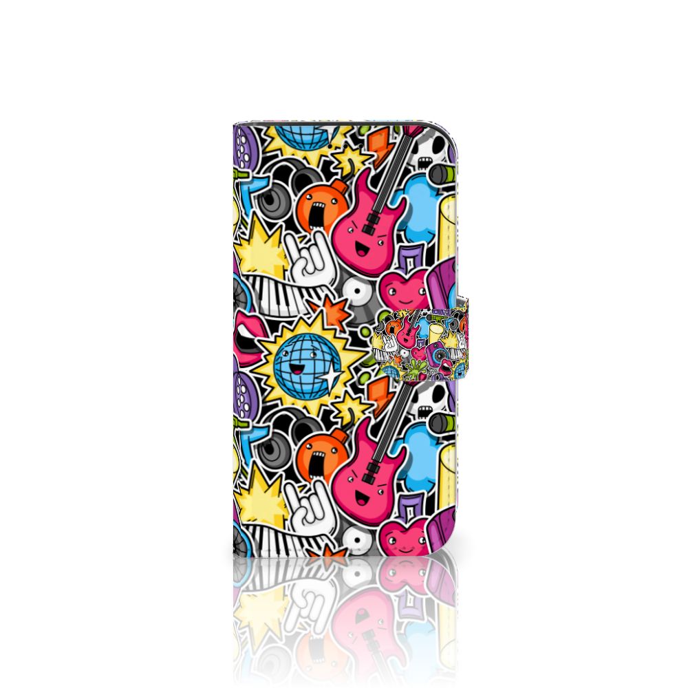 iPhone 13 Pro Wallet Case met Pasjes Punk Rock met kleurrijke gitaren en discoballen 🎸