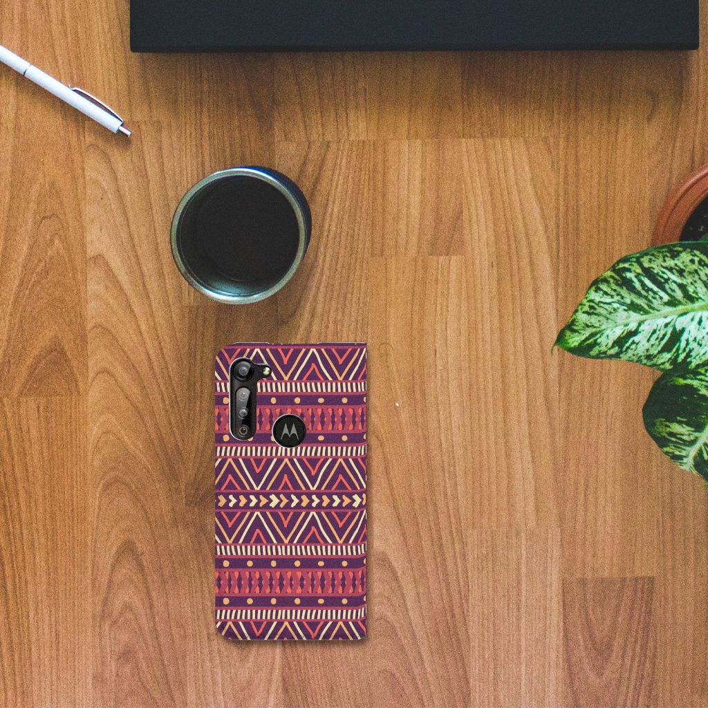 Motorola Moto G8 Power Hoesje met Magneet Aztec Paars - B2C Telecom