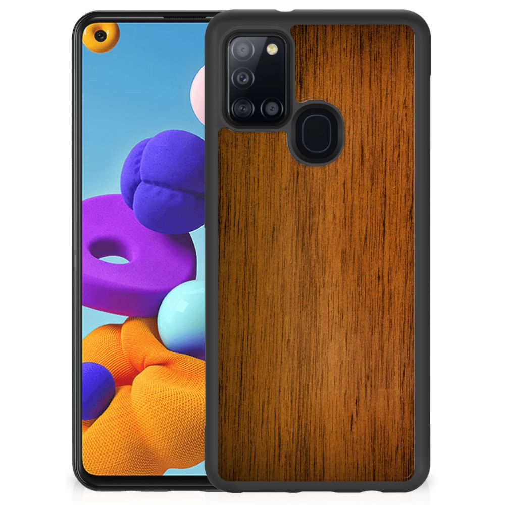 Samsung Galaxy A21s Grip Case Donker Hout