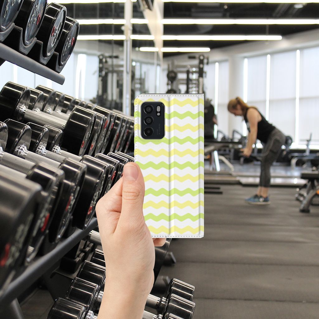 OPPO Reno6 5G Hoesje met Magneet Waves Yellow - B2C Telecom