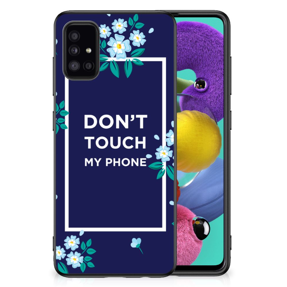 Samsung Galaxy A51 TPU Hoesje Flowers Blue DTMP