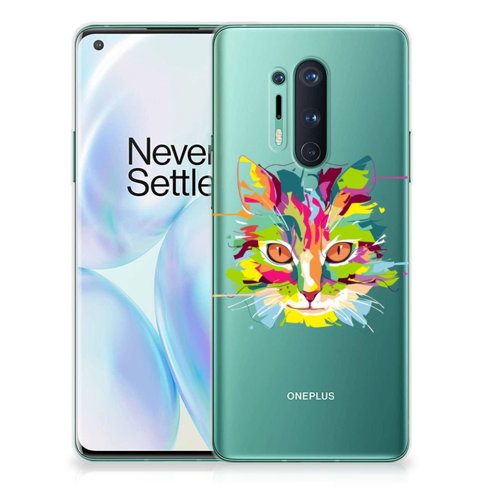 OnePlus 8 Pro Telefoonhoesje met Naam Cat Color