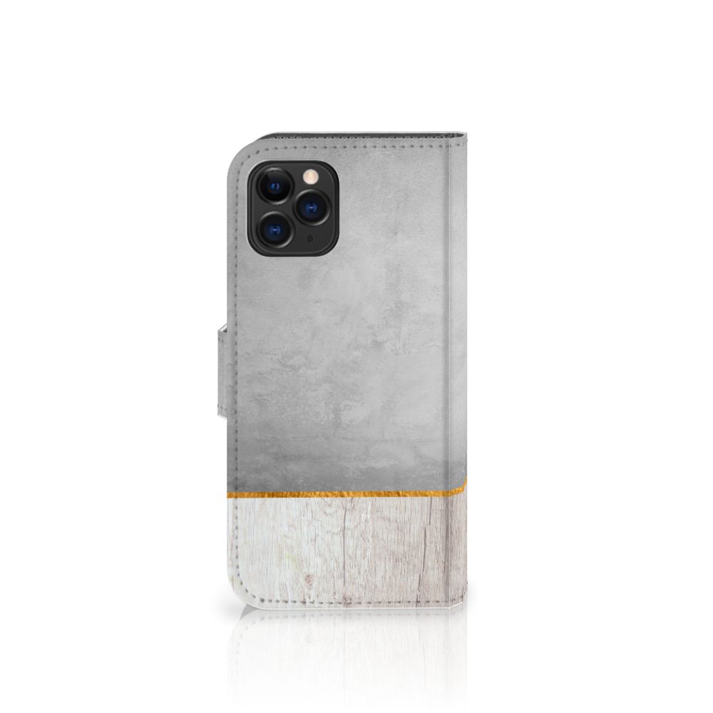 Apple iPhone 11 Pro Book Style Case Wood Concrete