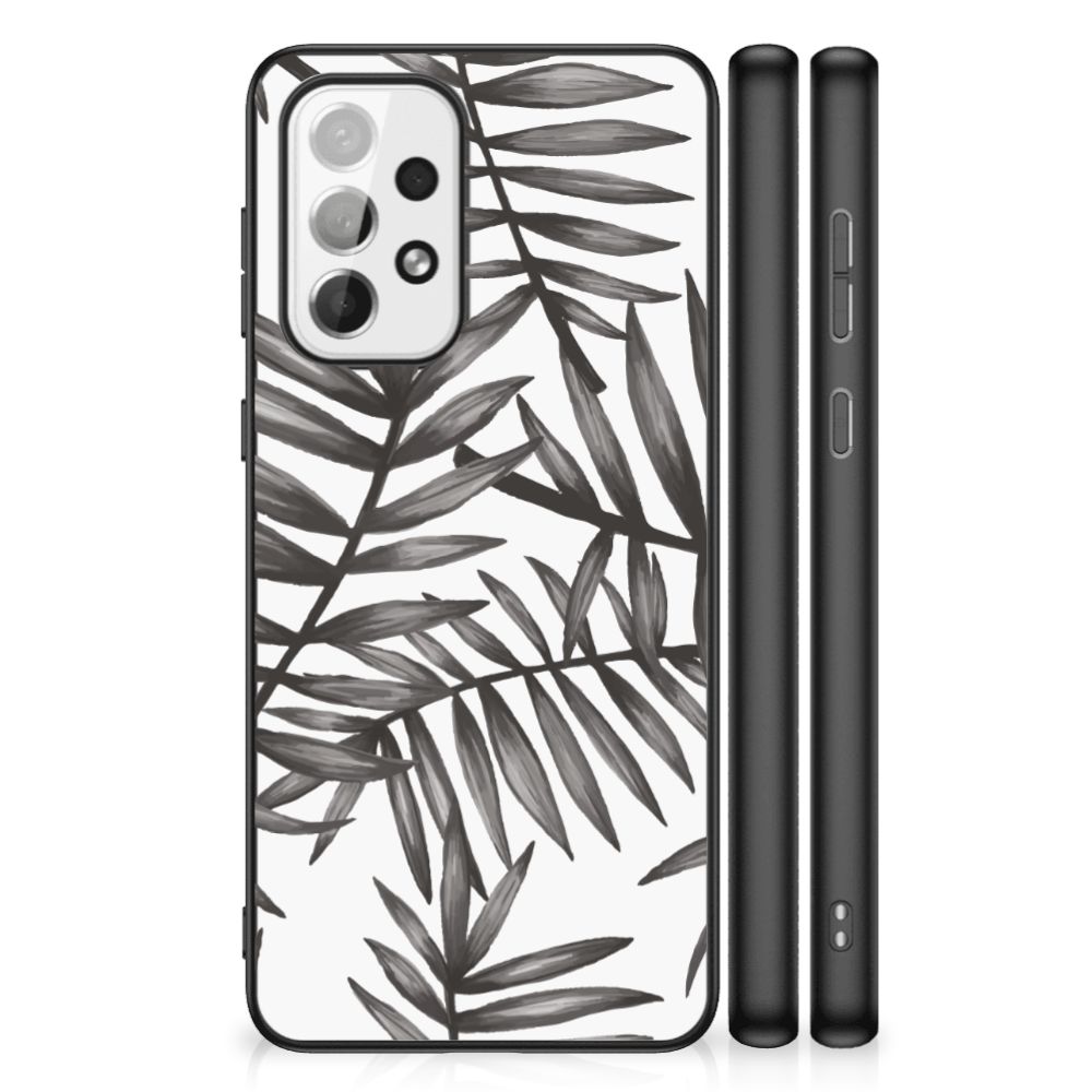 Samsung Galaxy A73 Bloemen Hoesje Leaves Grey B2C Telecom