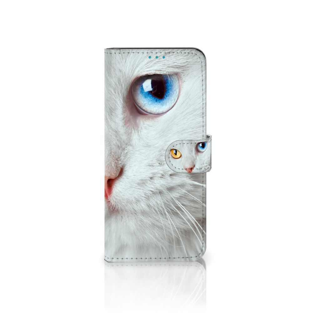 Samsung Galaxy A73 5G Telefoonhoesje met Pasjes Witte Kat