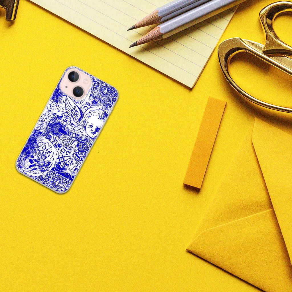 Silicone Back Case iPhone 13 mini Angel Skull Blauw B2C Telecom