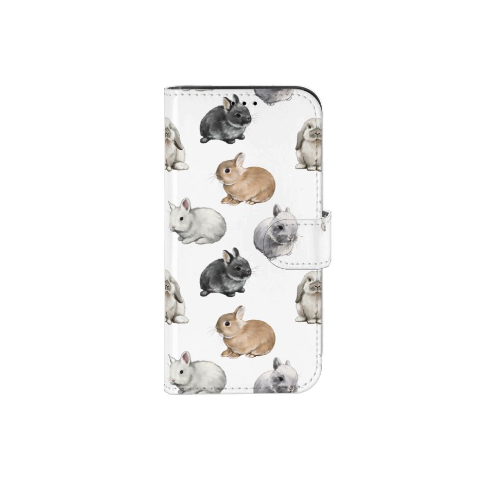Telefoonhoesje met Pasjes voor iPhone 13 Pro Konijntjes met schattige konijnenillustraties 🐰.