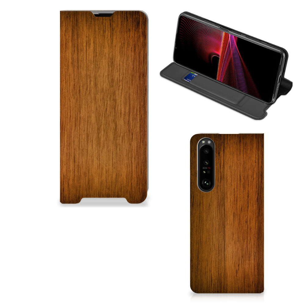 Sony Xperia 1 III Book Wallet Case Donker Hout