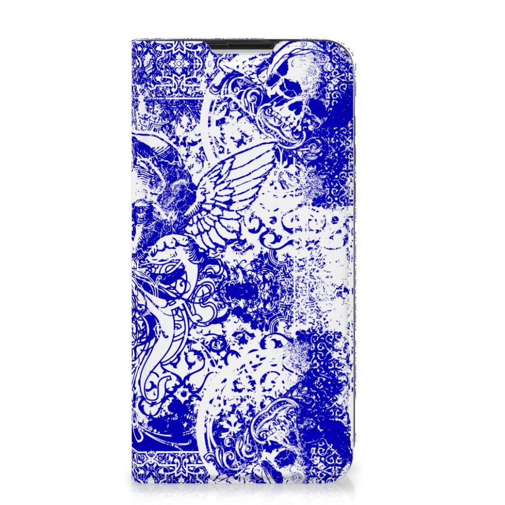 Mobiel BookCase Motorola Moto G8 Power Angel Skull Blauw - B2C Telecom