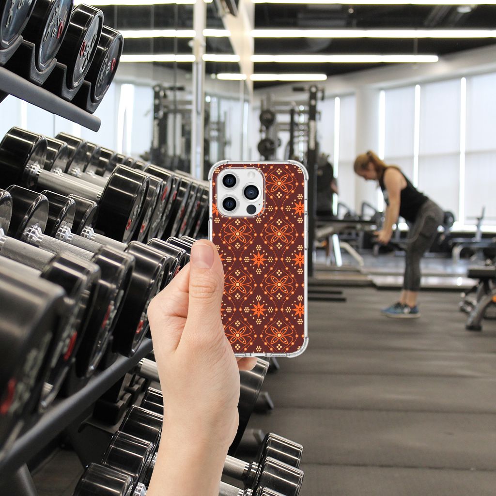 Apple iPhone 13 Pro Doorzichtige Silicone Hoesje Batik Brown B2C Telecom