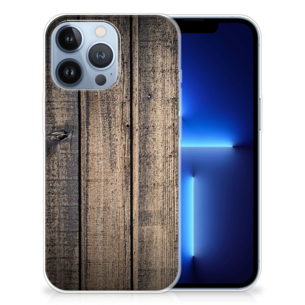 Apple iPhone 13 Pro Bumper Hoesje Steigerhout met steigerhout print en een stijlvolle uitstraling.