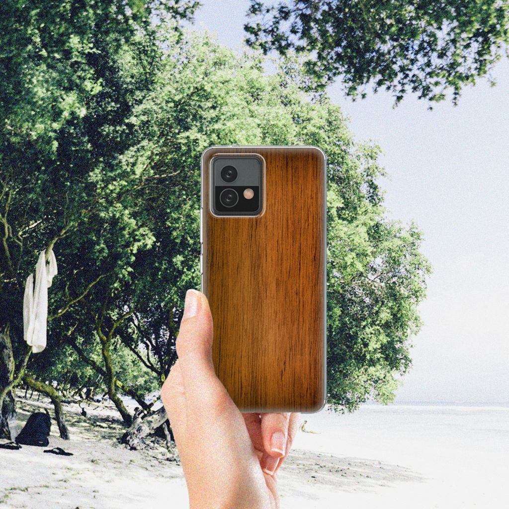 Motorola Moto G72 Bumper Hoesje Donker Hout B2C Telecom