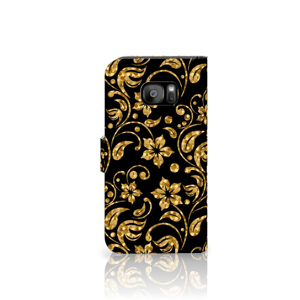 Samsung Galaxy S7 Edge Hoesje Gouden Bloemen