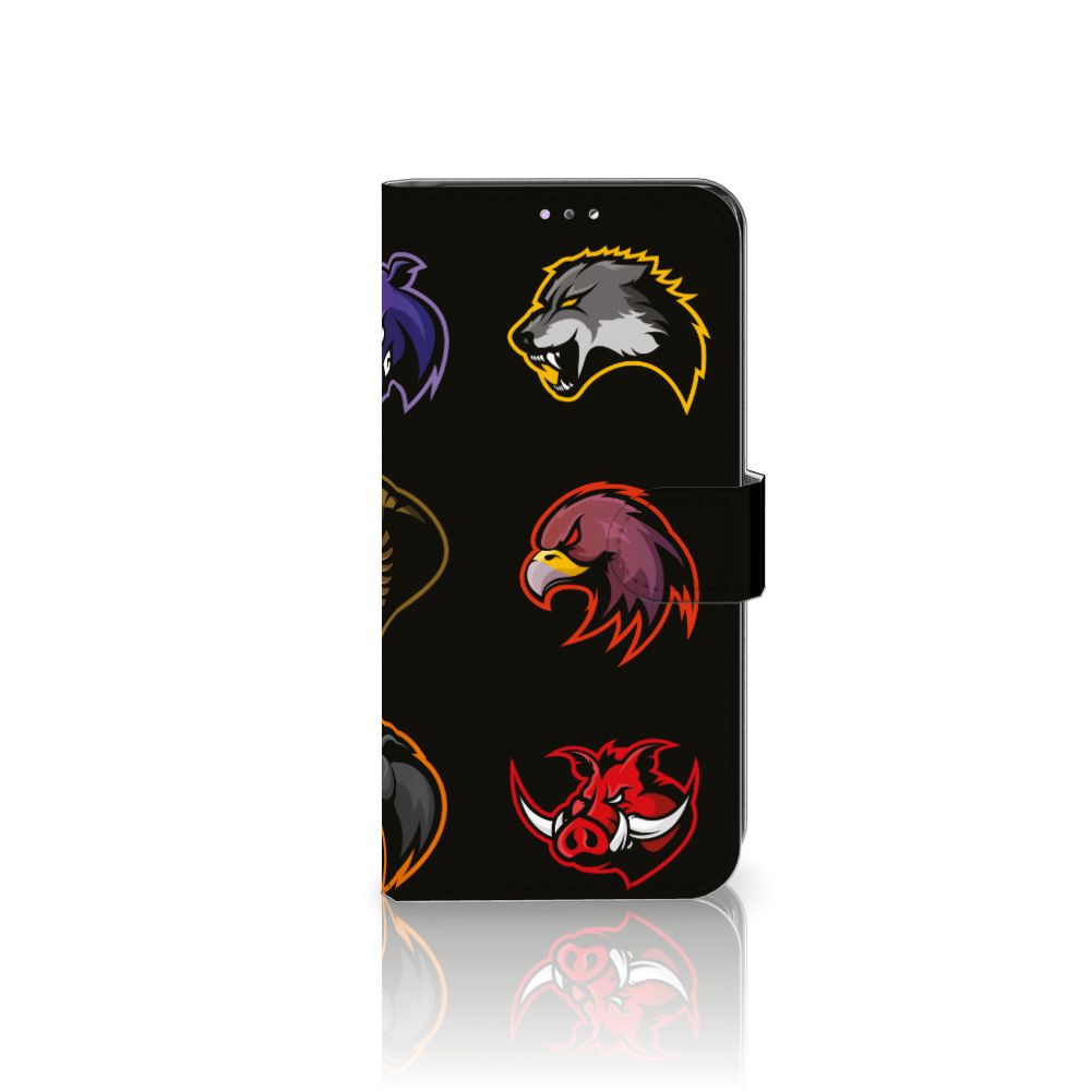Samsung Galaxy A32 4G Leuk Hoesje Cartoon met verschillende dierlijke cartoonontwerpen op een zwart achtergrond.