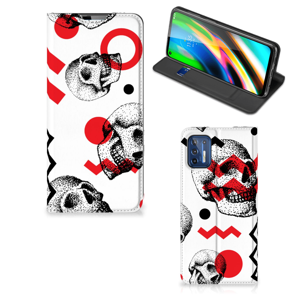 Mobiel BookCase Motorola Moto G9 Plus Skull Red - B2C Telecom