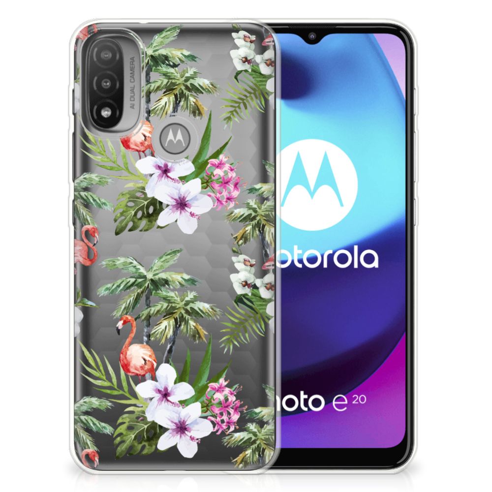 Motorola Moto E20 | E40 TPU Hoesje Flamingo Palms