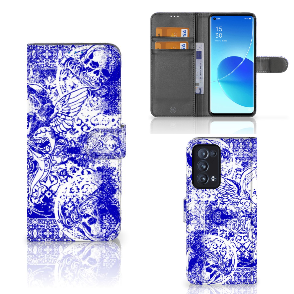 Telefoonhoesje met Naam OPPO Reno 6 Pro Plus 5G Angel Skull Blauw