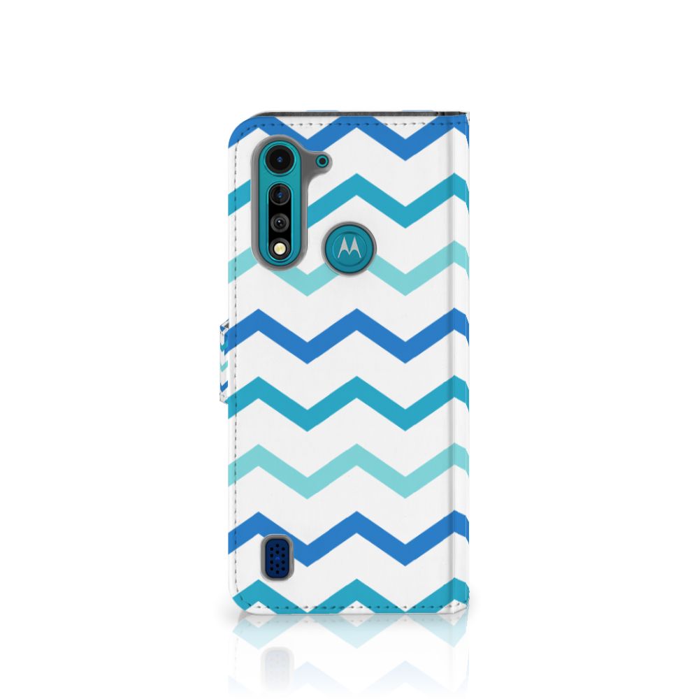 Motorola G8 Power Lite Telefoon Hoesje Zigzag Blauw