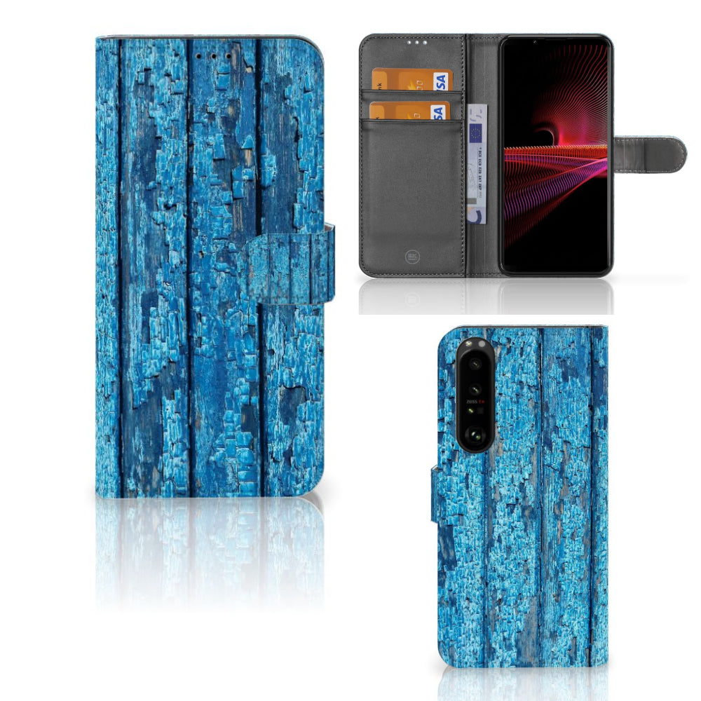 Sony Xperia 1 III Book Style Case Wood Blue