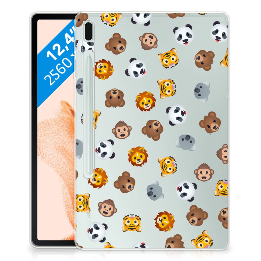 Hippe Hoes voor Samsung Galaxy Tab S7FE Dieren Emojis - B2C Telecom