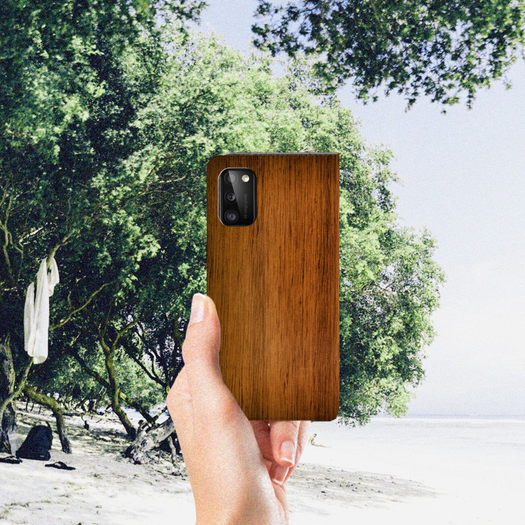 Samsung Galaxy A41 Book Wallet Case Donker Hout - B2C Telecom