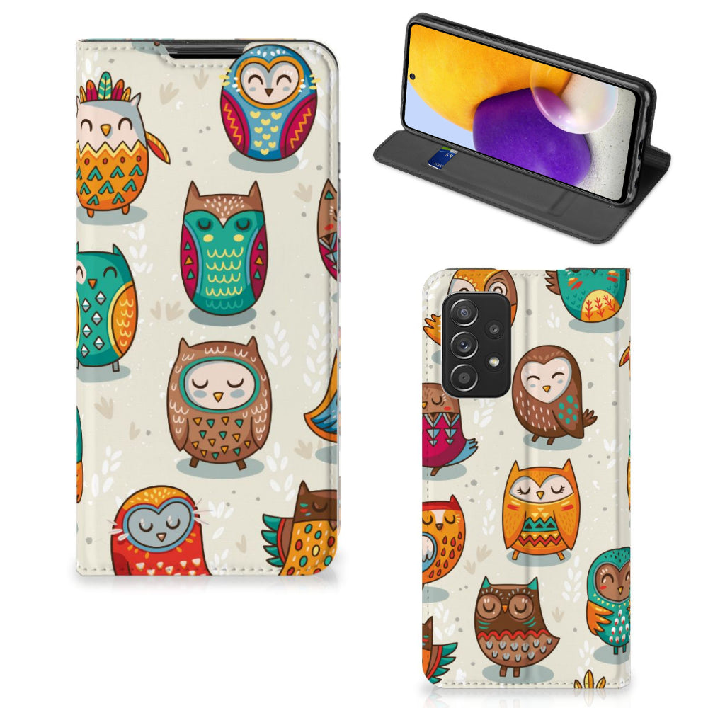 Samsung Galaxy A72 (5G/4G) Hoesje maken Vrolijke Uilen