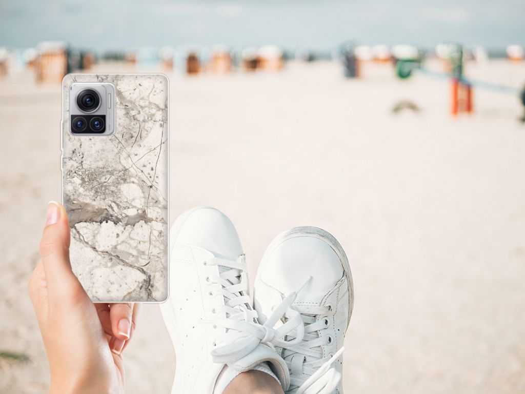 Motorola Moto X30 Pro TPU Siliconen Hoesje Marmer Beige B2C Telecom