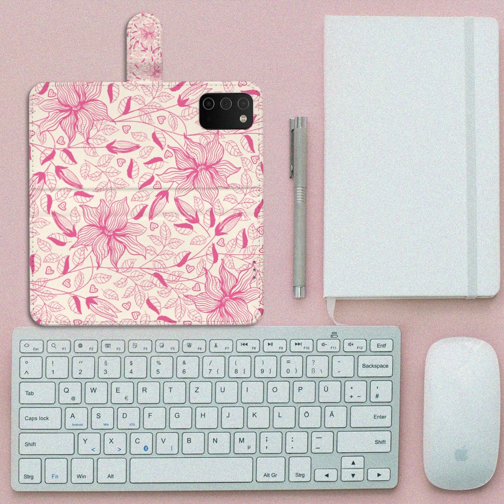 Samsung Galaxy A03s Hoesje Pink Flowers