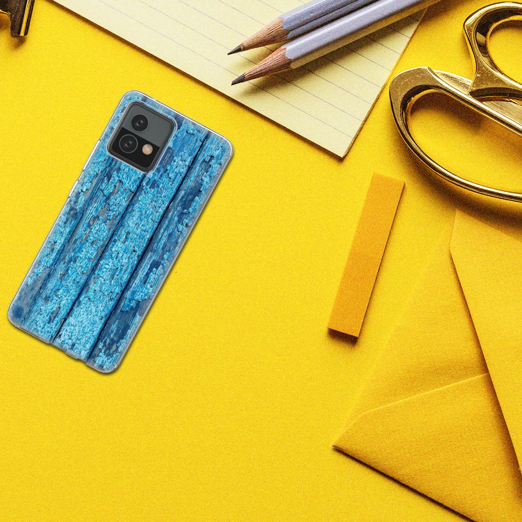 Motorola Moto G72 Bumper Hoesje Wood Blue B2C Telecom