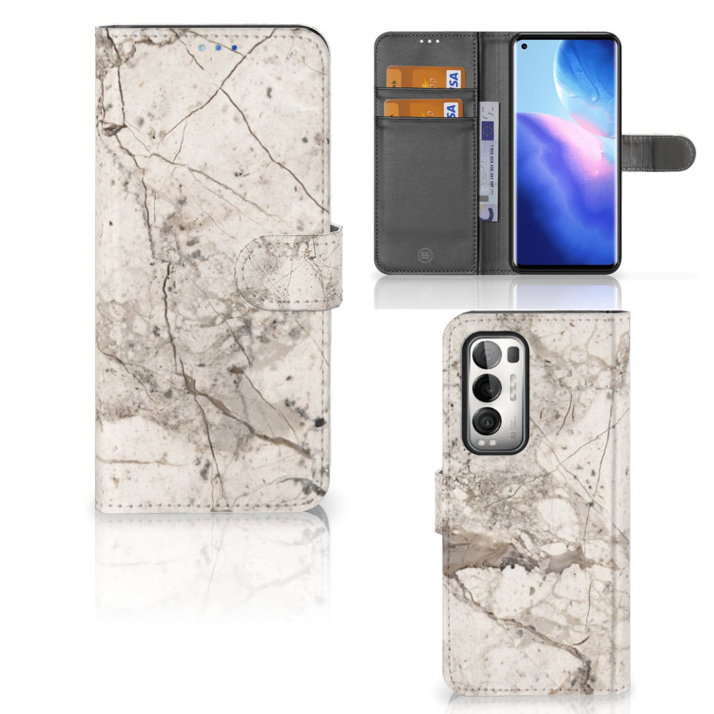 OPPO Find X3 Neo 5G Bookcase Marmer Beige