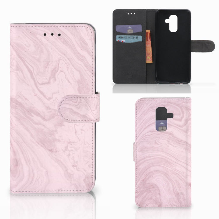 Samsung Galaxy A6 Plus 2018 Bookcase Marble Pink - Origineel Cadeau Vriendin