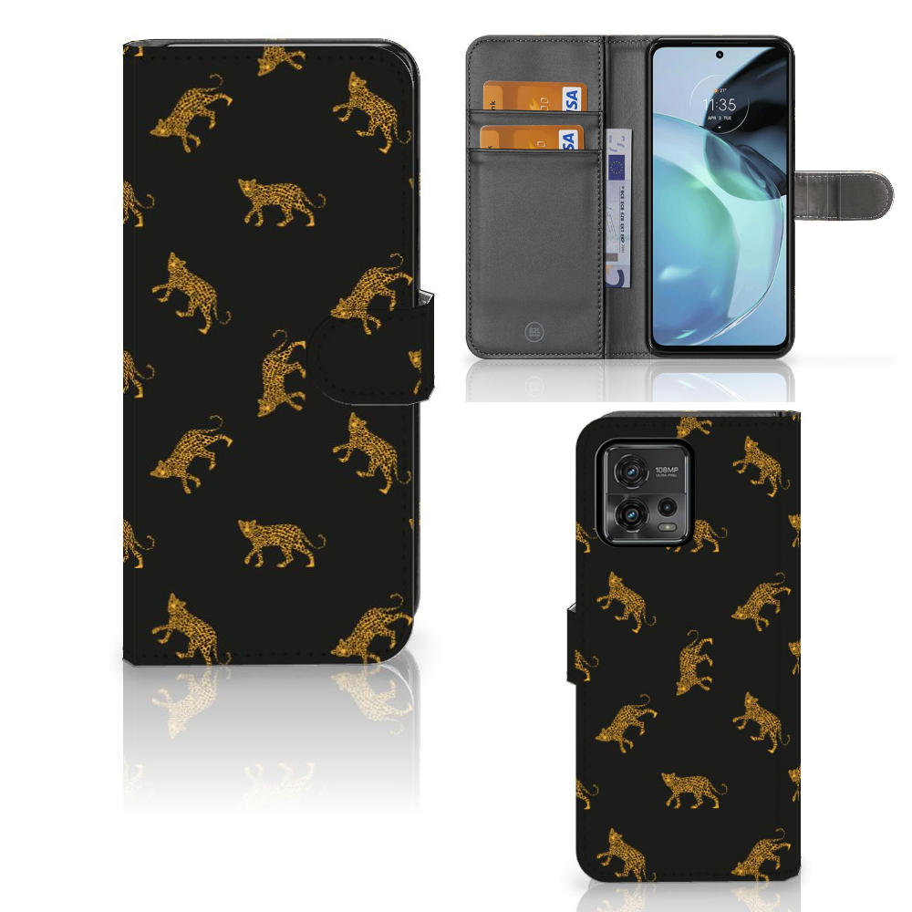 Telefoonhoesje met Pasjes voor Motorola Moto G72 Leopards